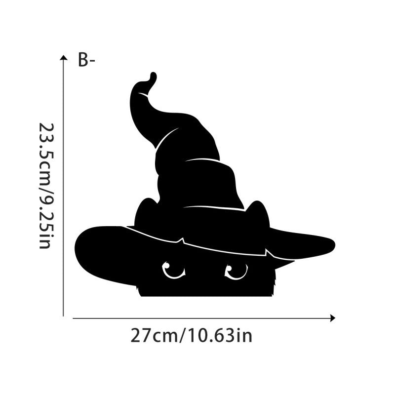 Halloween Cartoon Black Cat Wall Stickers - Self-Adhesive Decorative Decals