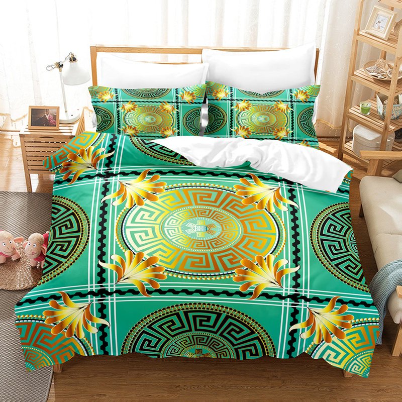 Digital Brushed Chemical Fiber Bedding Set - Multiple Sizes & Patterns
