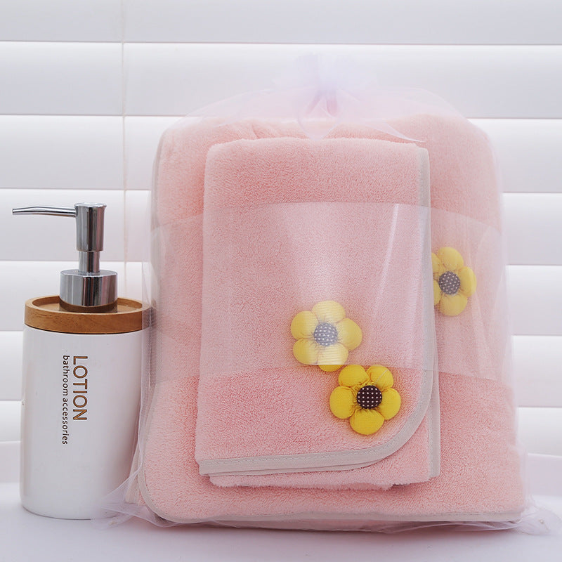 Bath Towel Gift Set - Coral Velvet Large & Hand Towels for Bathroom