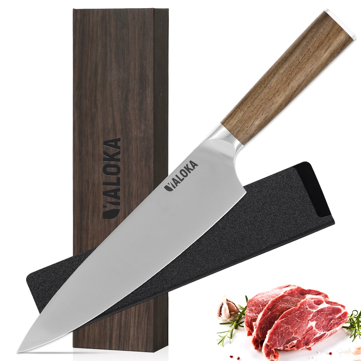 8-Inch Professional Japanese Chef Knife - Ultra Sharp Gyuto with Ergonomic Wood Handle