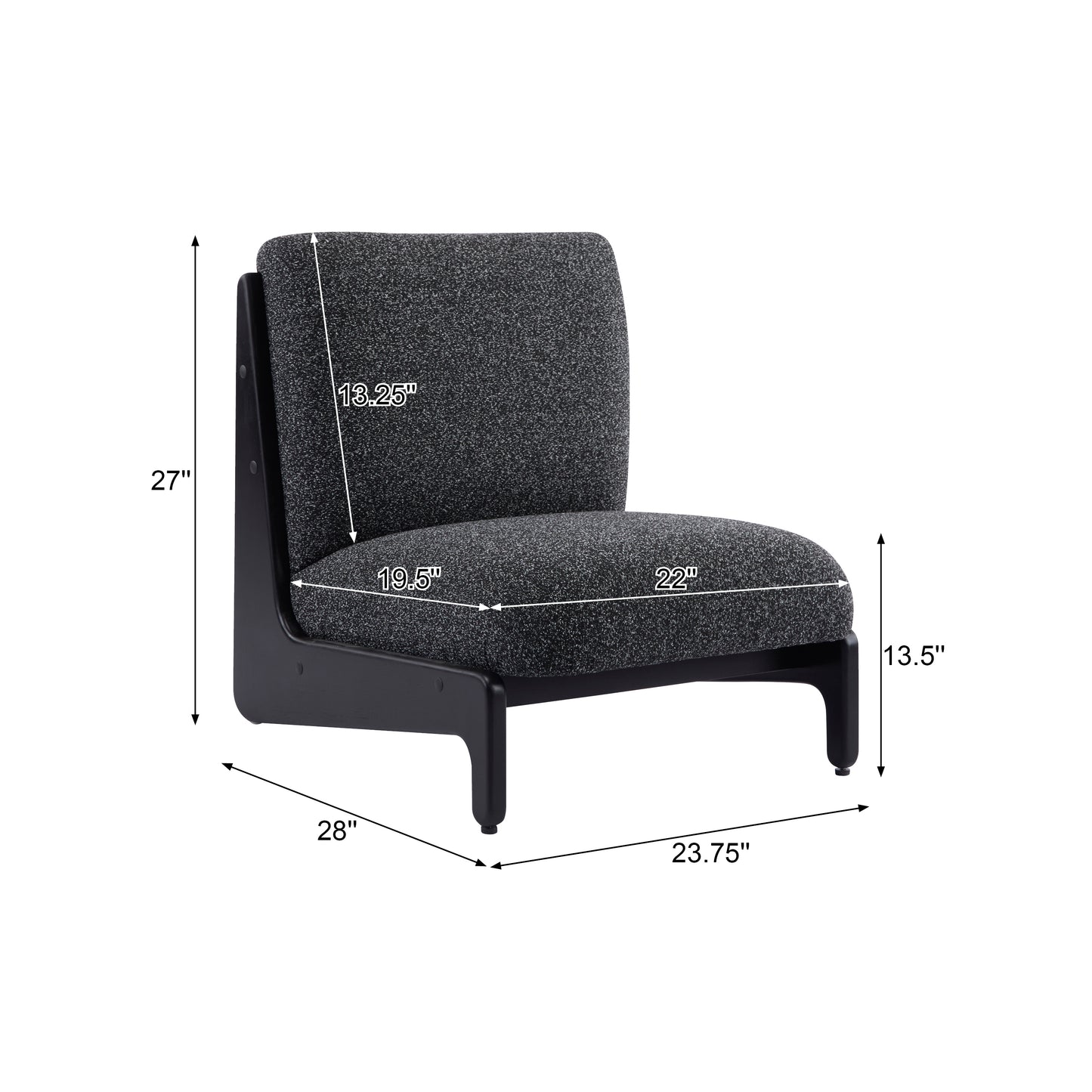 Living Moda Accent Chair Black With Solid Wood Frame, Set Of 2