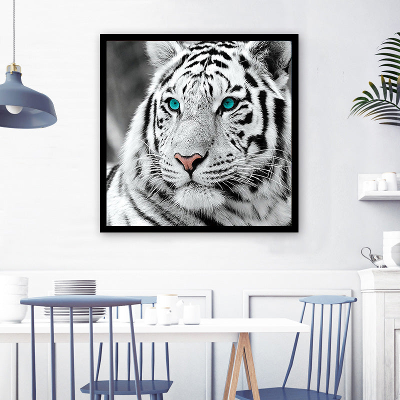 Diamond Painting Kit White Tiger Full Square & Round Options - Home Arts & Crafts
