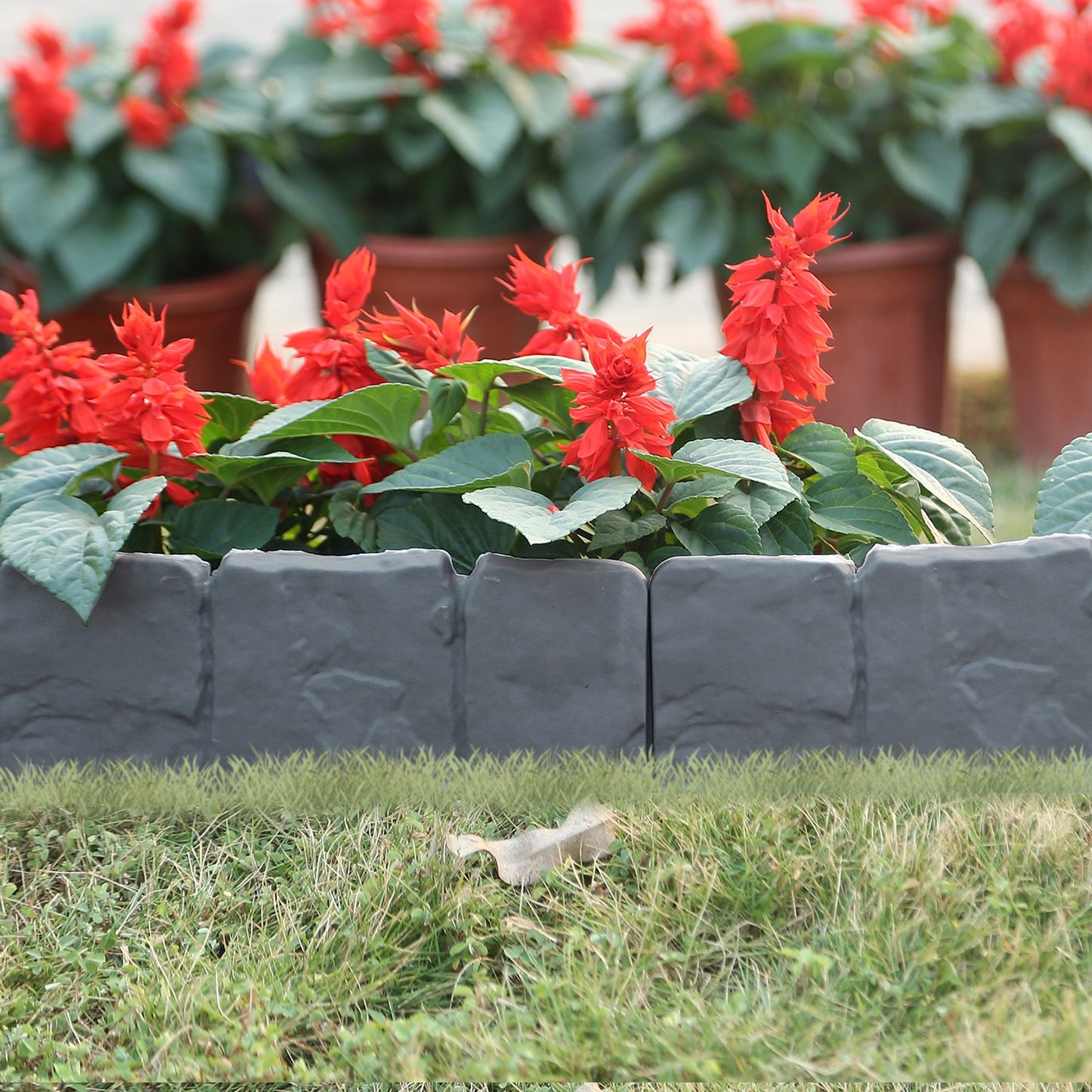 20 Pcs Plastic Garden Edging Border Stones for Lawn & Flowerbeds