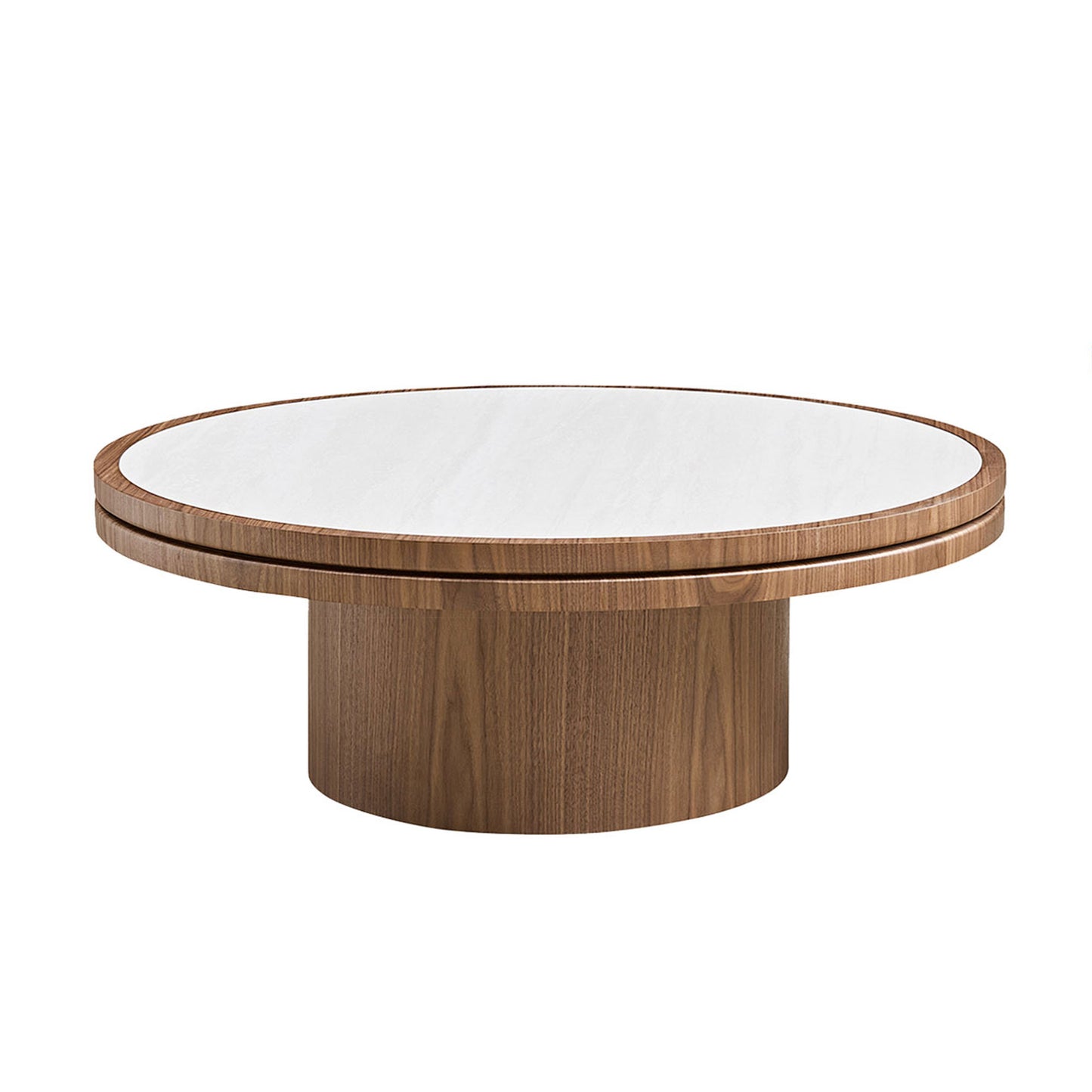 35.43-Inch Coffee Table with Sintered Stone Top - Walnut