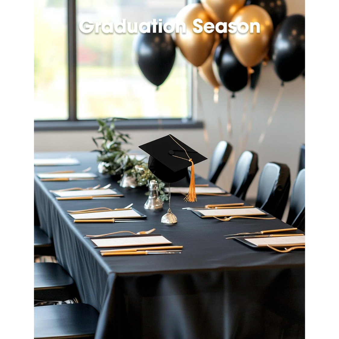 Disposable Plastic Tablecloths - 10 Pack, 54" x 108", Black