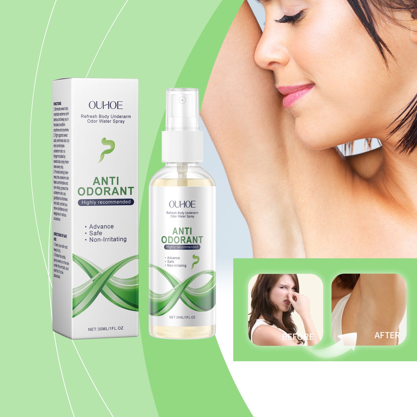 Underarm Odor Treatment Spray - 30ml Long-Lasting Freshness & Moisturizing