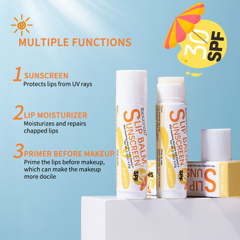 Moisturizing Lip Balm Set - Water, Coconut, Banana Flavors, Hydrating Lip Care