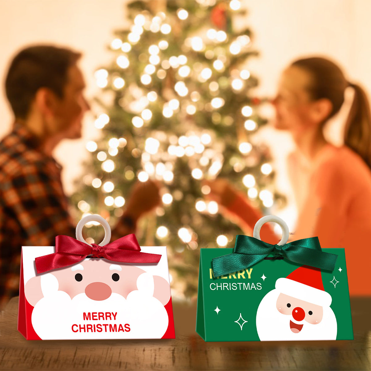 Christmas Candy Boxes - 10 Pack with Ribbons