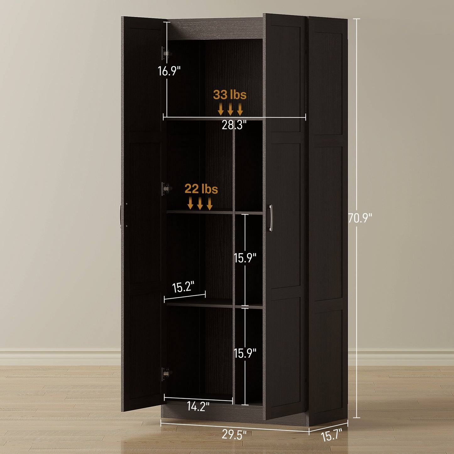 Farmhouse Pantry Cabinet, 71" Tall Kitchen Storage Cabinet with