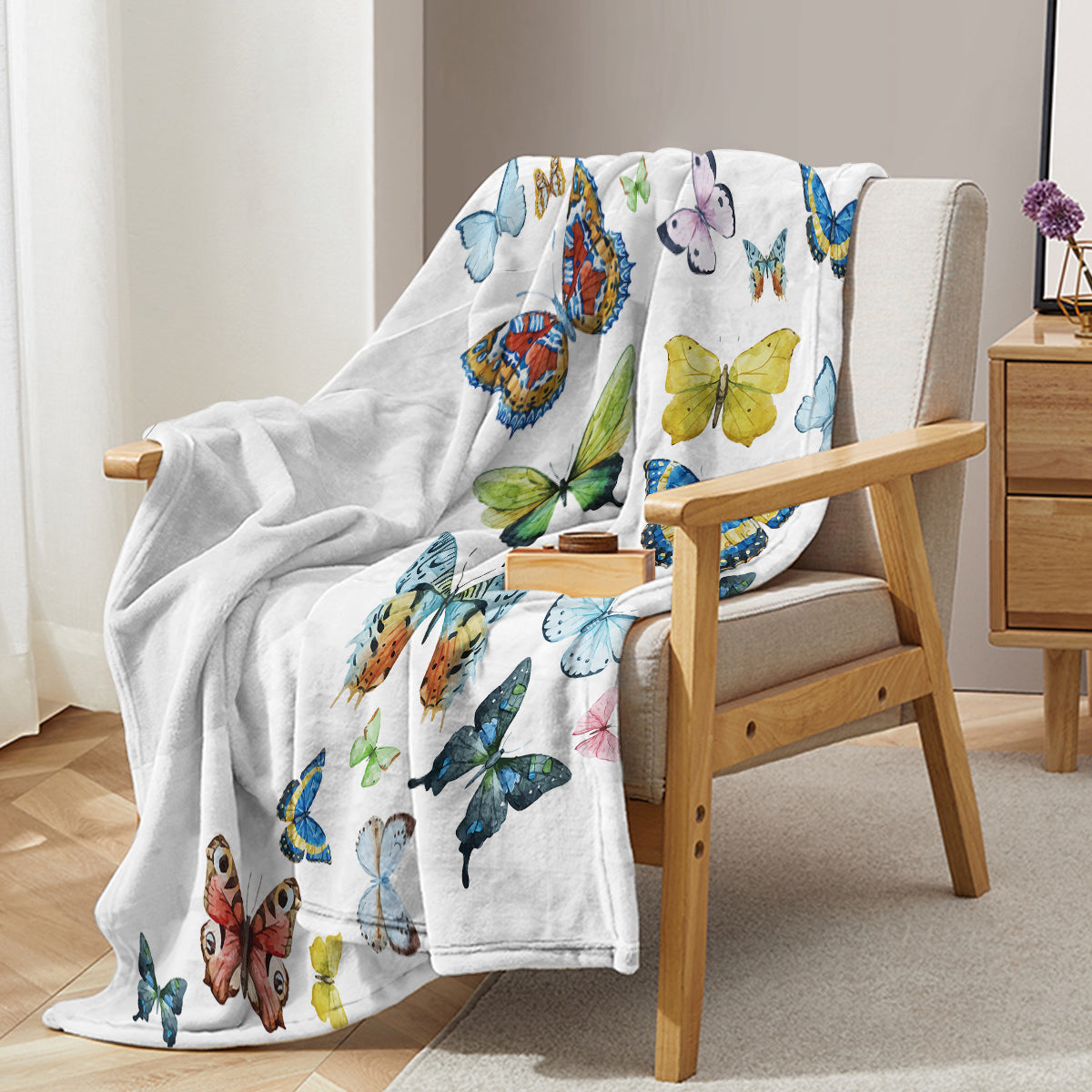 Colorful Butterfly Printed Soft Blanket - Multi-Scene Decorative Throw