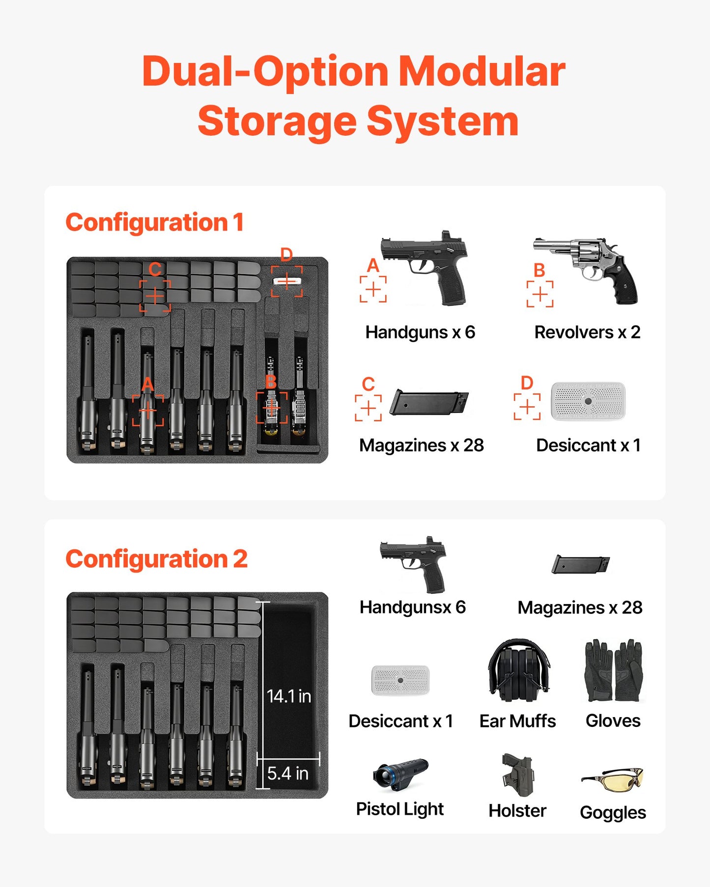 Heavy Duty Waterproof Pistol Case with Foam Interior, TSA Compliant, 21.9x17.9x8.8 in