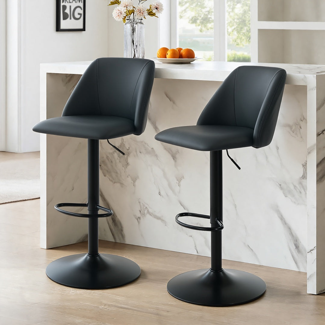 Adjustable Upholstered Swivel Bar Stools - Set of 1