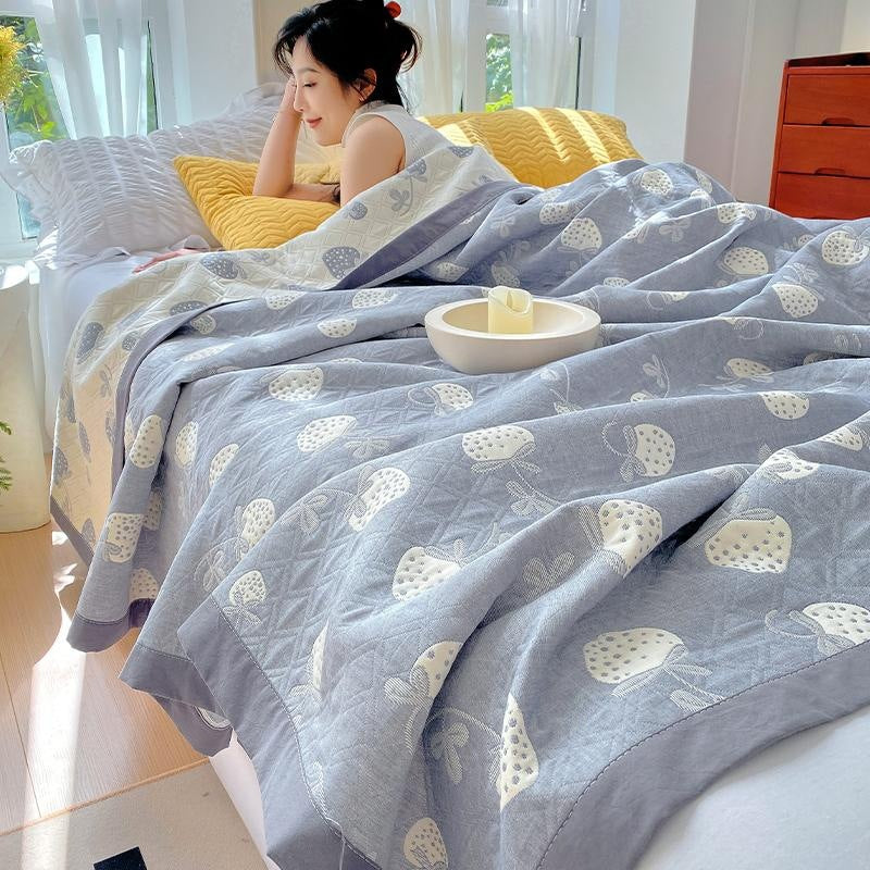 Cotton Three-Layer Office Nap Shawl — Multi-Size & Pattern Options