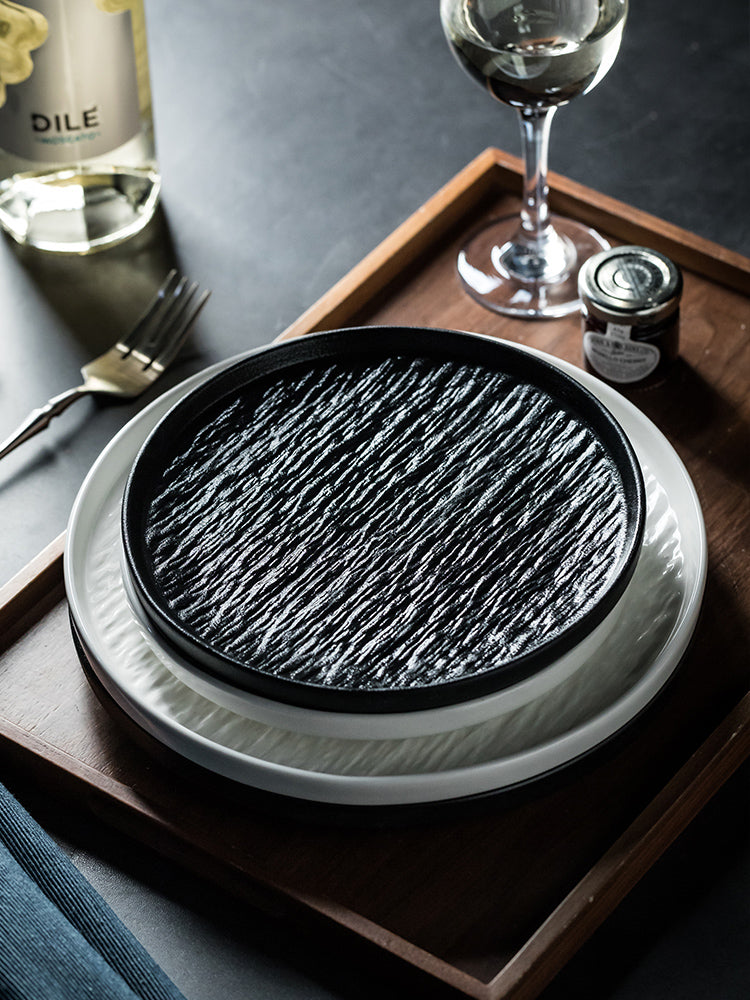 Ceramic Flat Plate Set for Western Cuisine Breakfast Dinnerware - 8 & 10 Inch