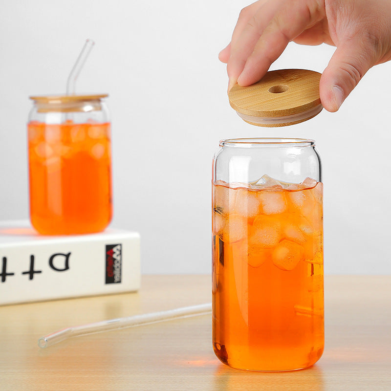 Transparent Borosilicate Glass Cup with Lid & Straw - Modern Drinkware