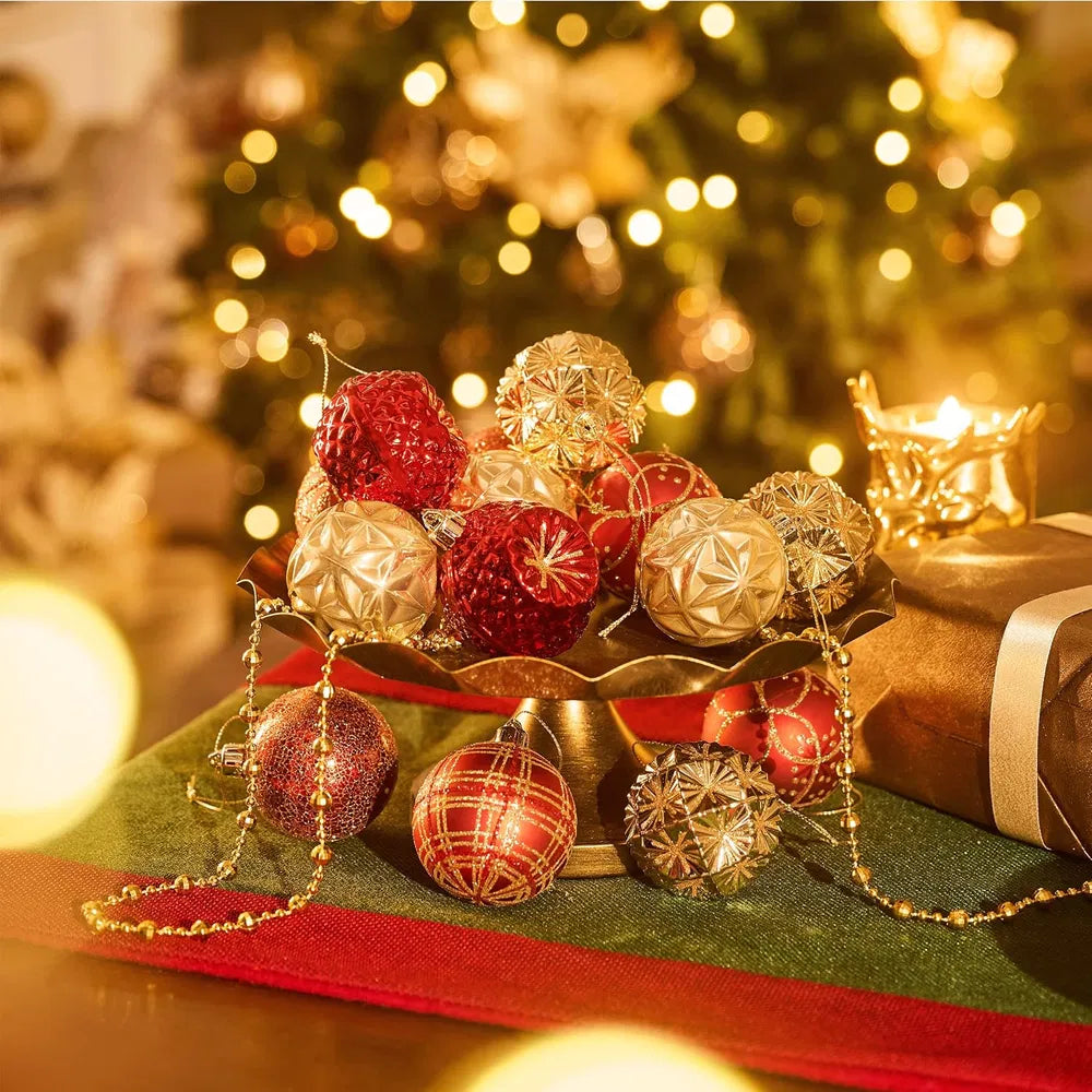 Shatterproof Christmas Tree Ornaments - 16 Count Luxury Decor