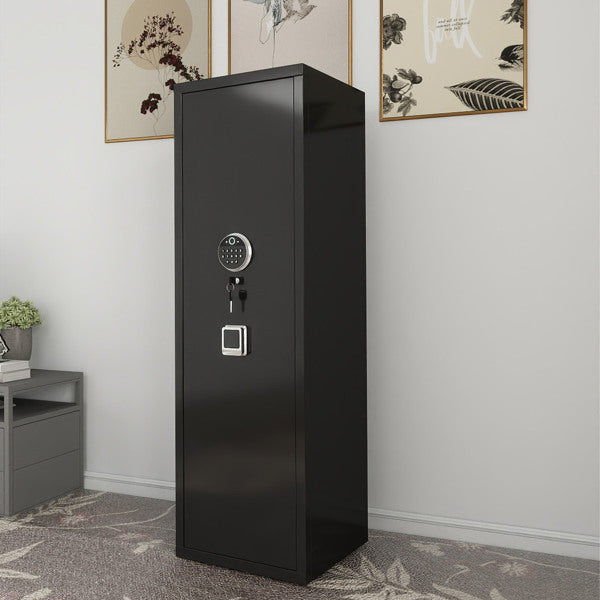 Electronic Safe with Fingerprint & Key Lock, Detachable Partition, Black