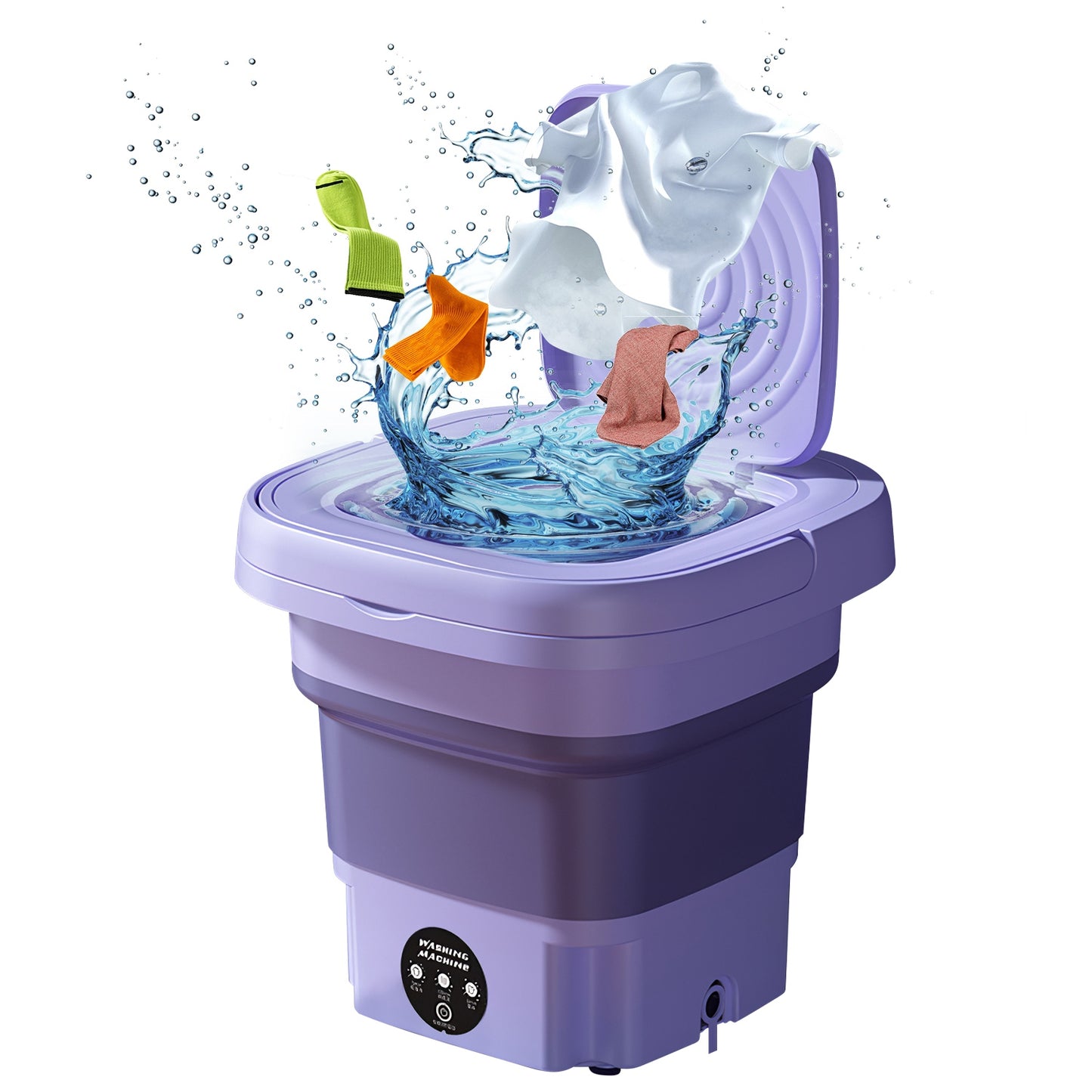 Portable Foldable Washing Machine with 3 Modes and Large 8L Capacity for Travel and Small Spaces