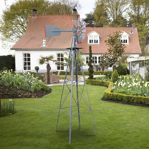 4-Pod Windmill Garden Decor - 8FT Tall Vane Wind Spinner with Steel Construction