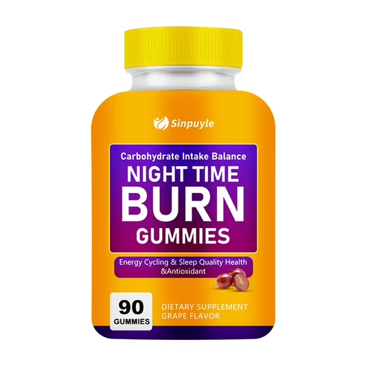 Night Time Burn Gummies, Grape Flavored, Vegan & Gelatin-Free, 90 Count
