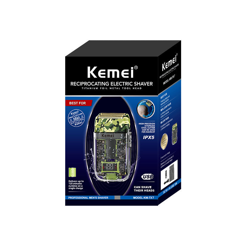 Waterproof USB Rechargeable LED Digital Shaver - Transparent Camouflage