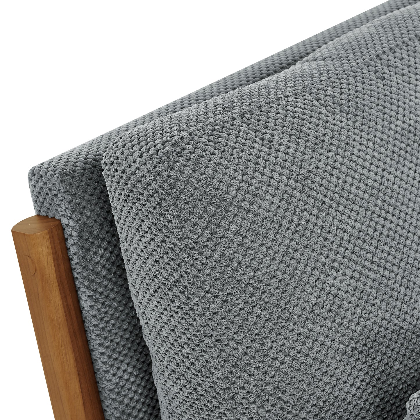 Mid-Century Modern Wooden Lounge Chair - Light Gray Upholstery