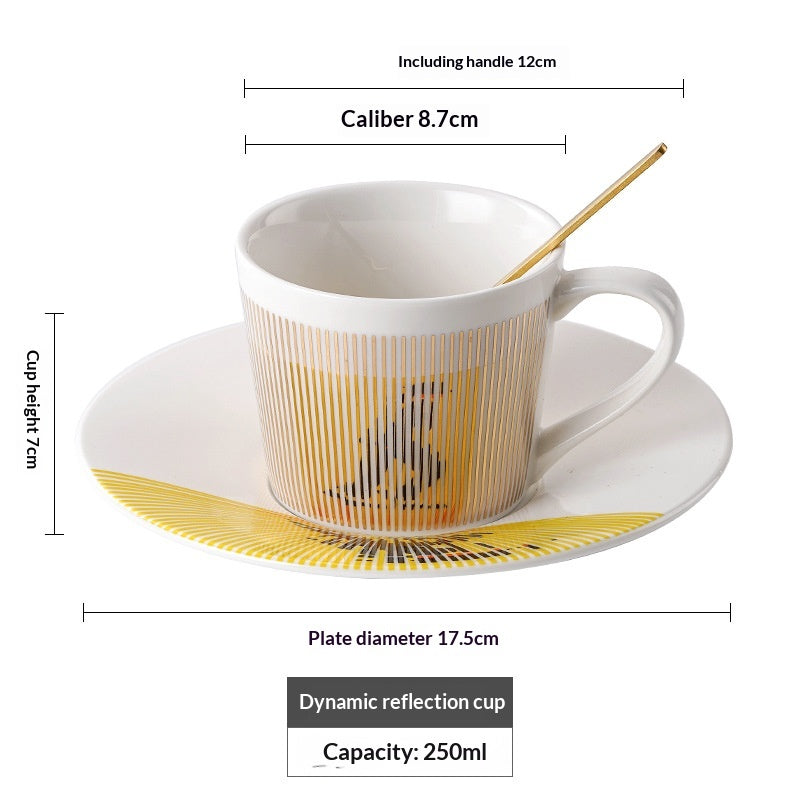 Dynamic Reflection Ceramic Coffee Cup - Elegant 240ml Home & Barware