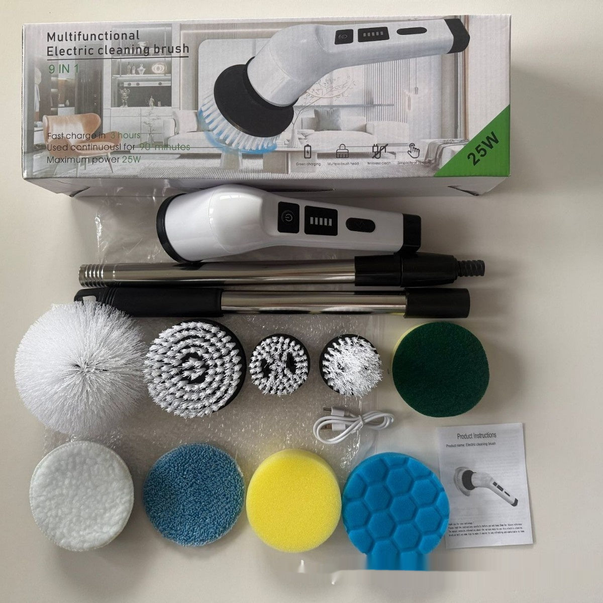 Cordless Electric Cleaning Brush Set for Home Use - Multi-Function Scrubber