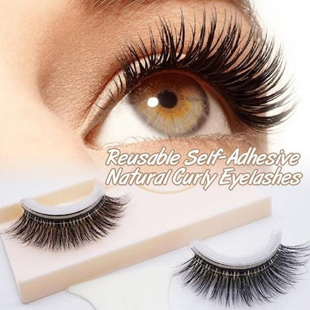 Self-Adhesive Reusable 3D False Eyelashes - Natural Curly Fiber Lashes