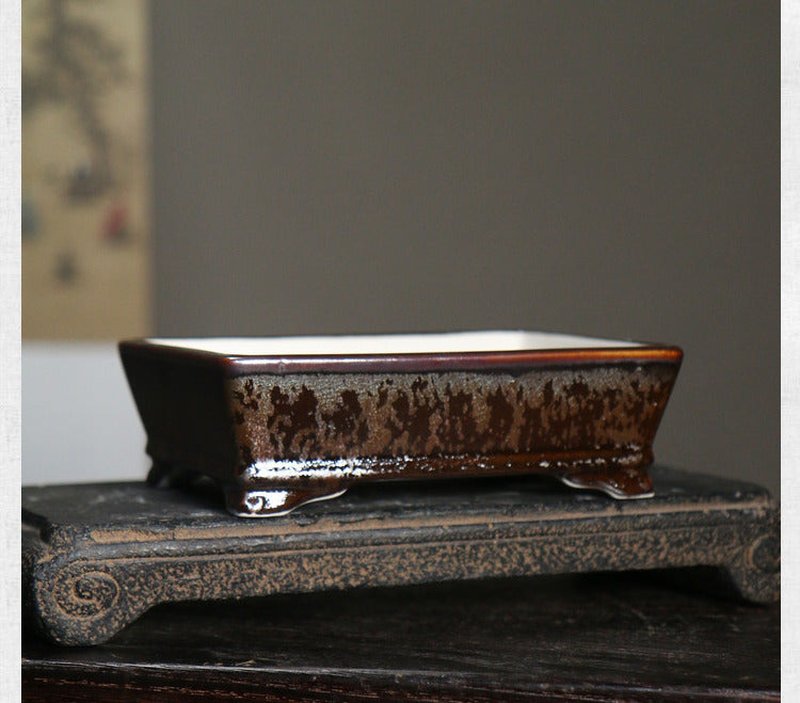 Japanese Rectangular Clay Flowerpot with Purple Sand Finish - Multiple Colors