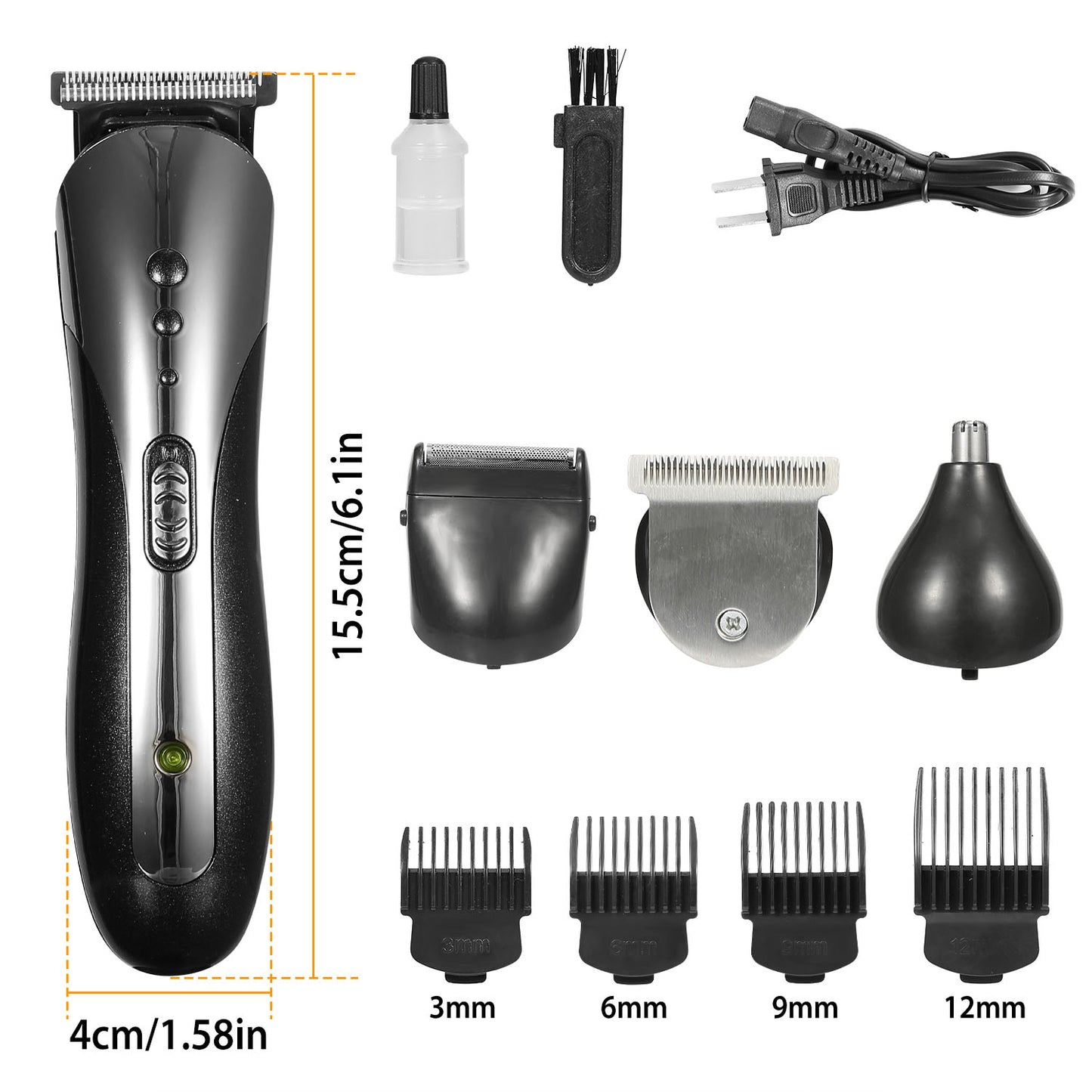 3-in-1 Electric Hair Clipper & Beard Trimmer Set - Rechargeable Grooming Kit
