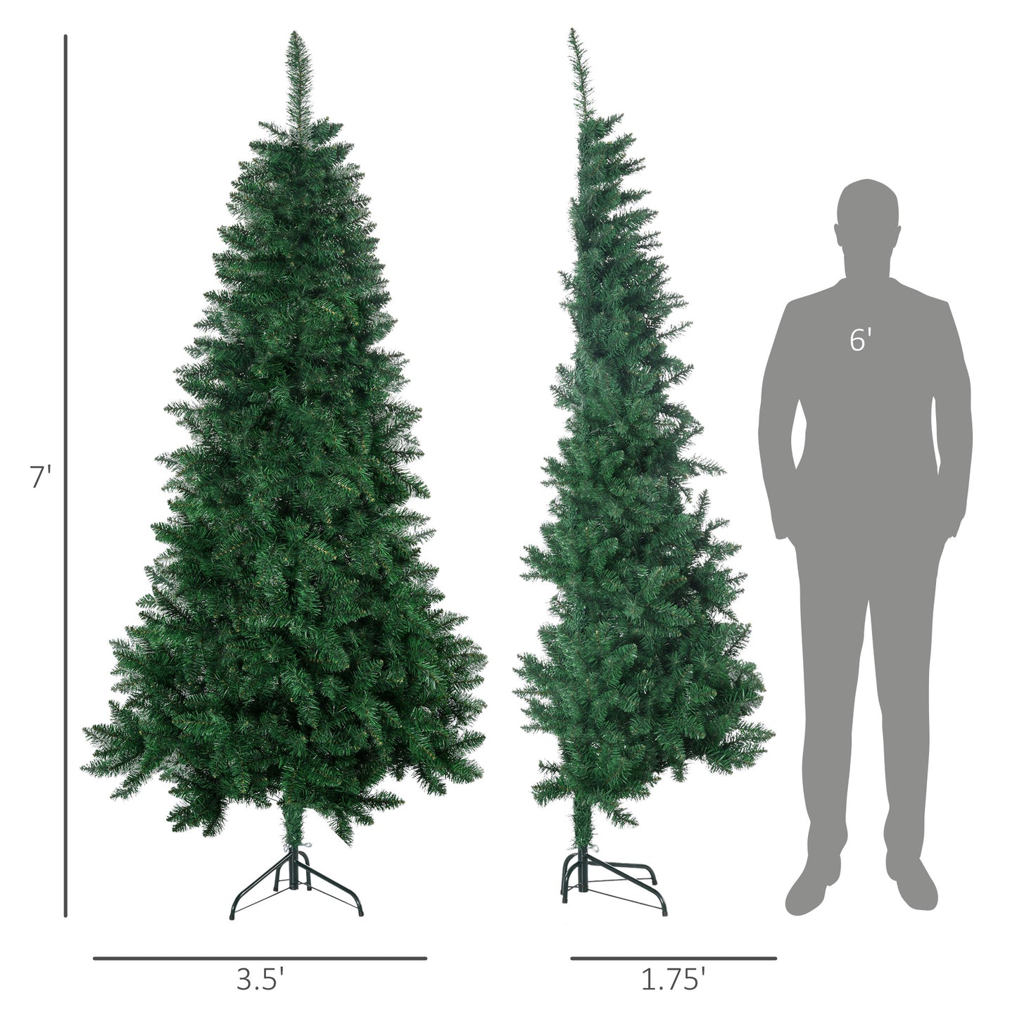 5ft Half Christmas Tree - Green, Auto Open Design