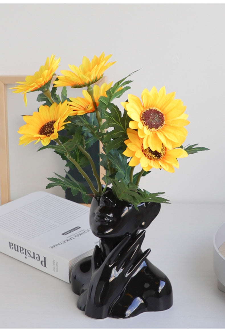 Black Ceramic Vase - European Style Home Decor Ornament