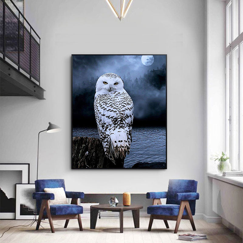 Diamond Painting Kit Night Owl Around Lake Resin Full DIY Mosaic Art Set