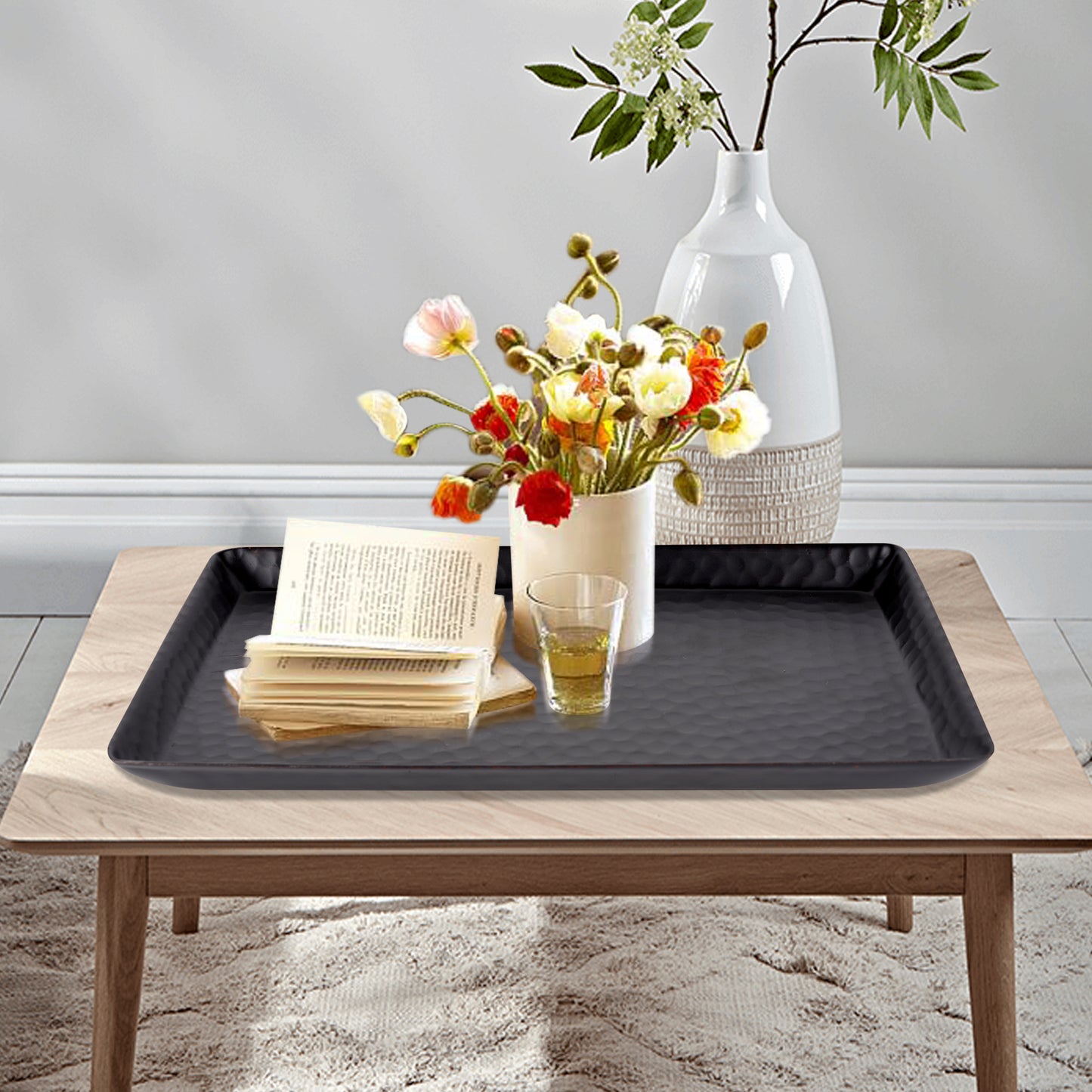 Vanity Tray Hammered Rectangular With Padded Bottom Oil Rubbed Bronze