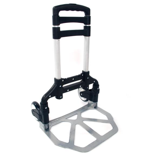 Portable Foldable Luggage Cart Trolley with Telescopic Handle - Black
