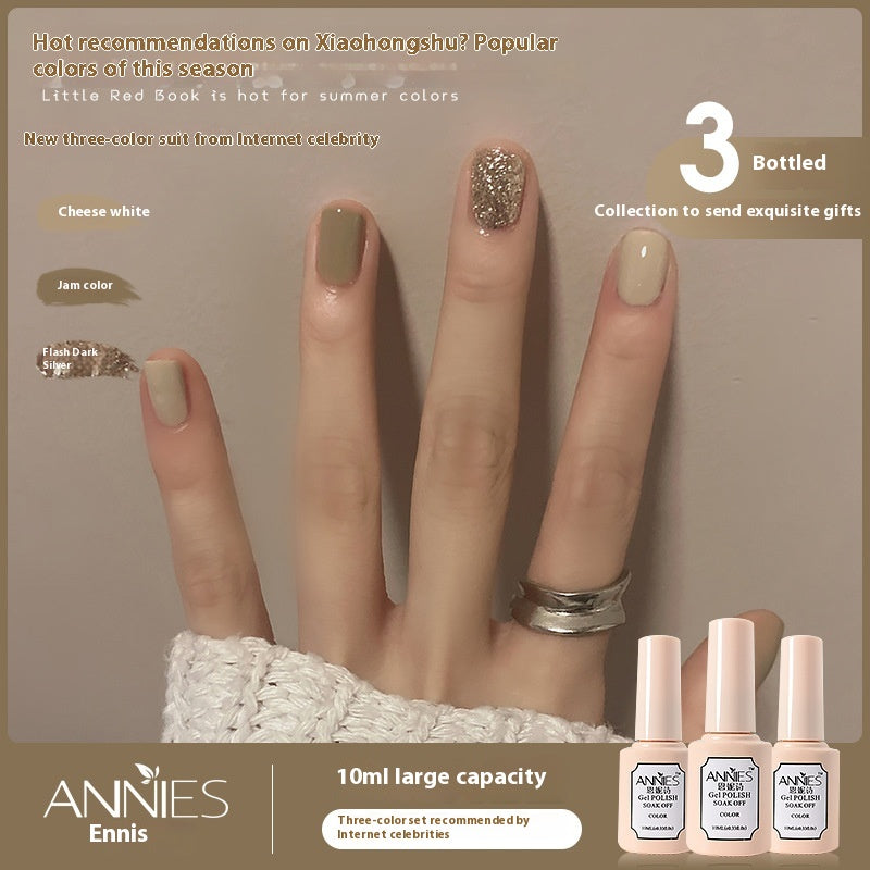 Three-Color Gel Nail Polish Set for Manicure - Nude, Purple, Orange