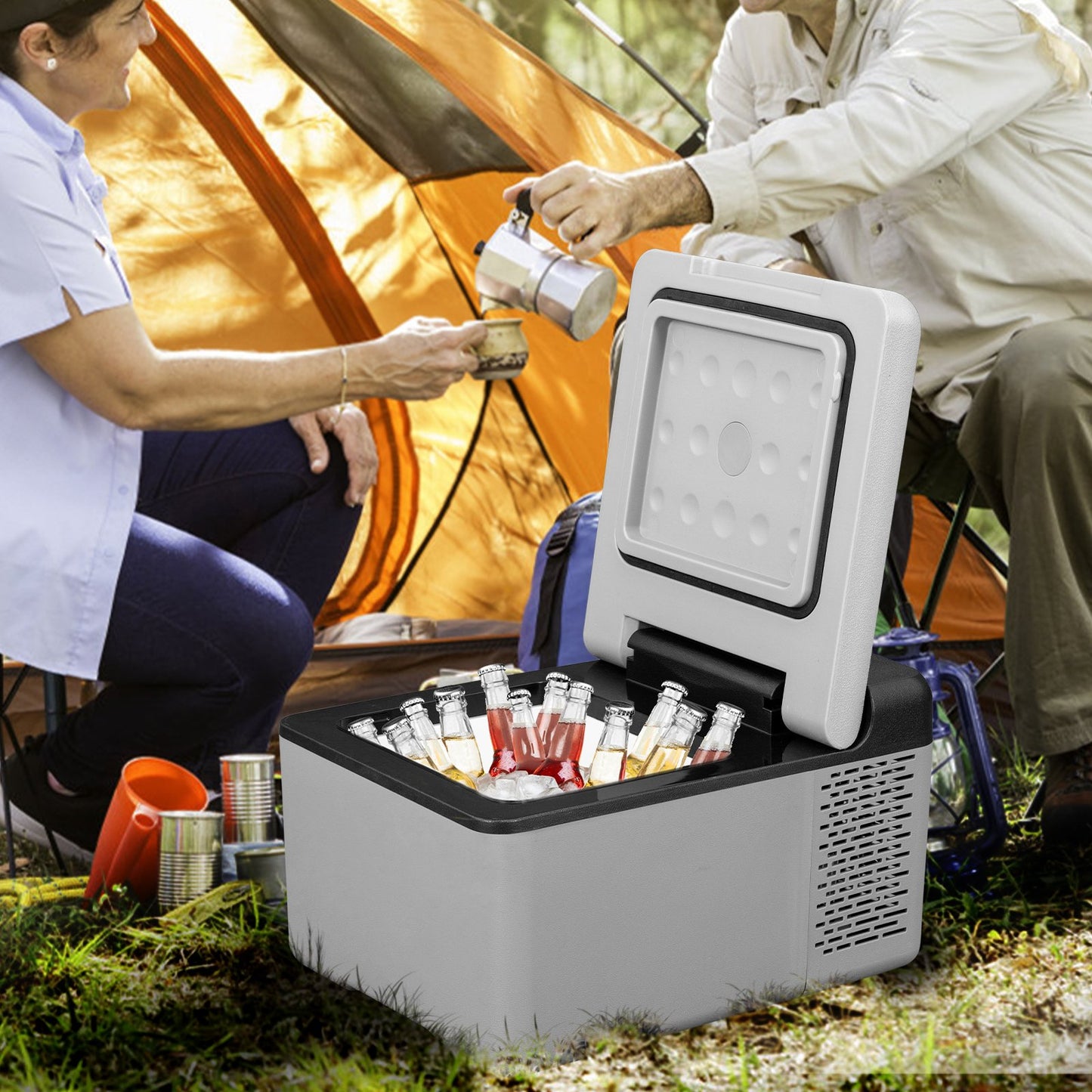 12V Portable Car Refrigerator Freezer - 10 Qt Cooler with App Control, for Camping & Travel