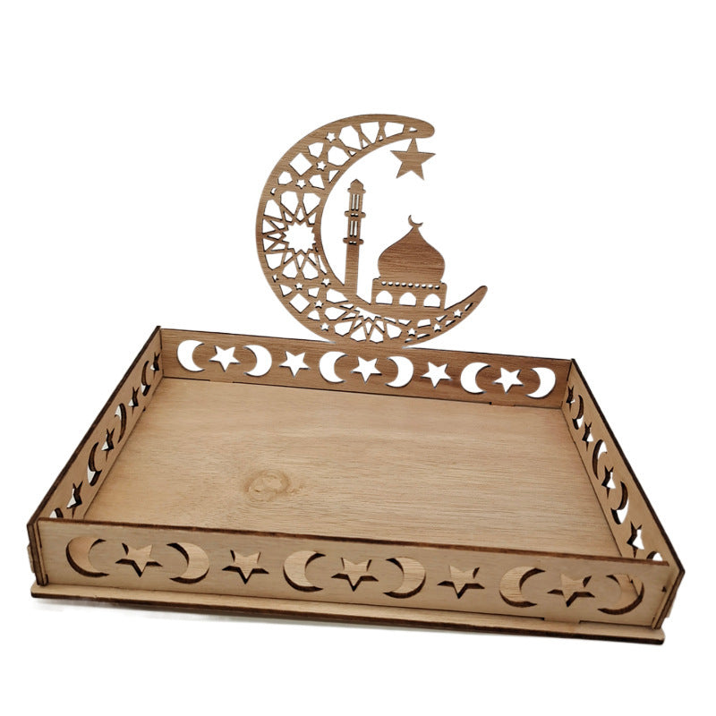Wooden Moon Ornaments Holiday Decor Dessert Tray for Dining Table