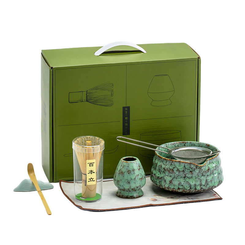 Japanese Style Matcha Bowl Set with Whisk and Accessories - Ceramic Tea Ceremony Kit