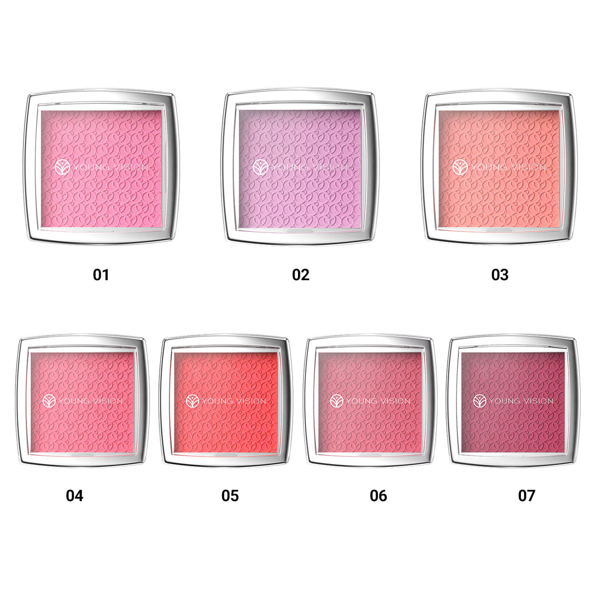 7-Color Embossed Blush Palette - Natural Matte Face Makeup Set