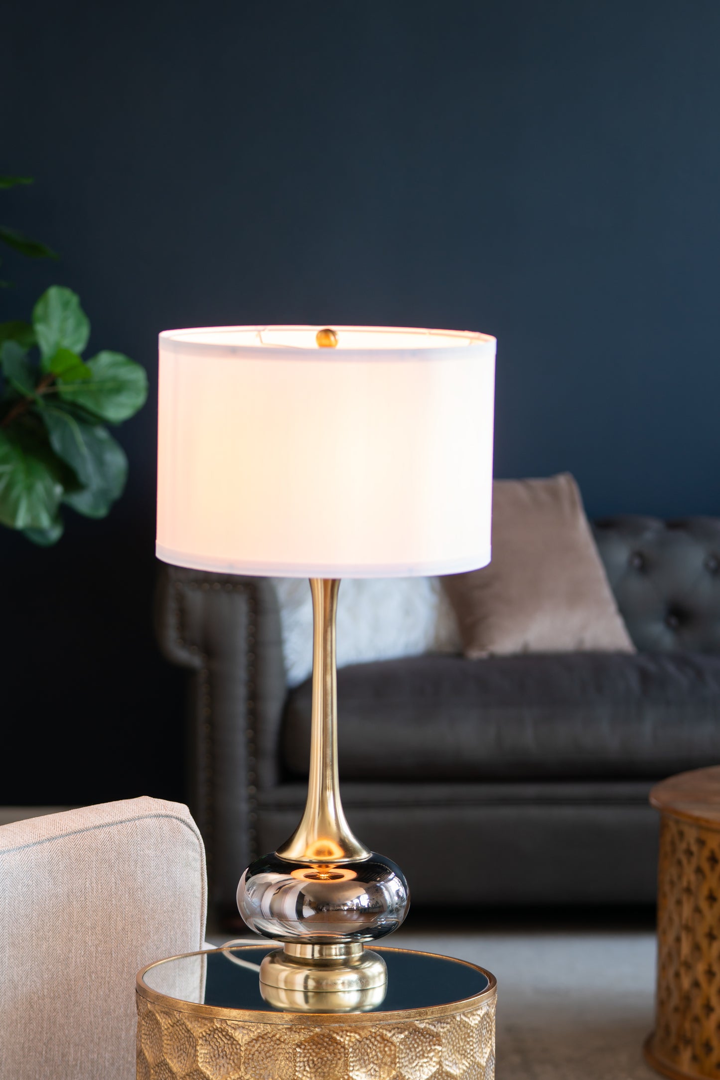 D15x29 Table Lamp With Glass Drum Shade Assembly Required