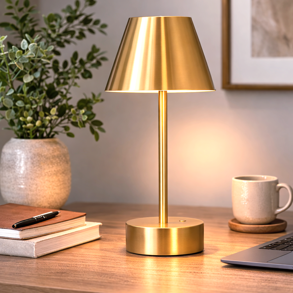 Elegance Rechargeable LED Table Lamp Plated Brass Touch Switch
