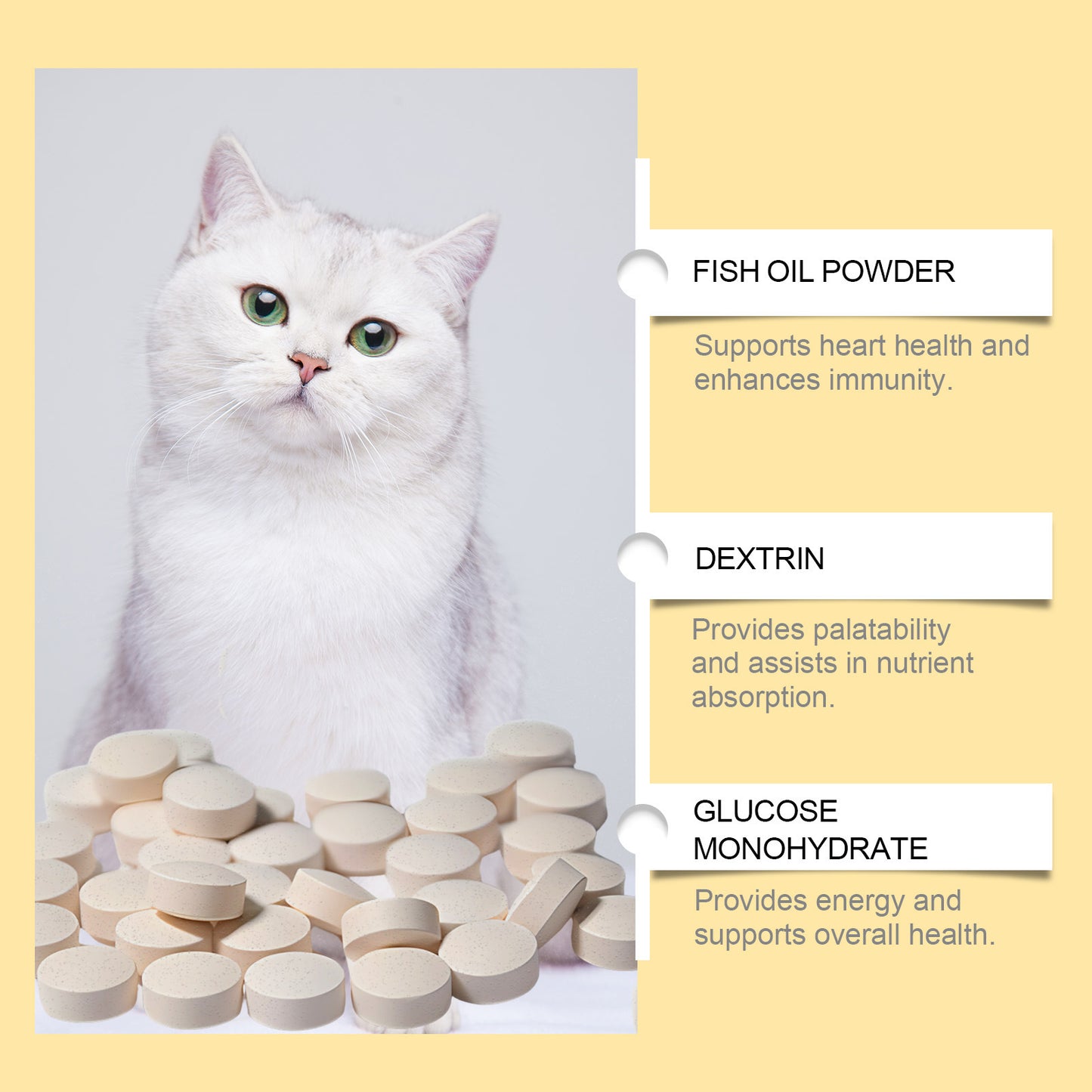 Cat Fish Oil Vitamins for Skin & Coat - 60 Tablets