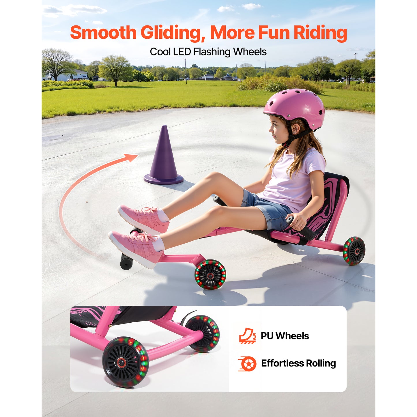 Pink Ride-On Scooter for Kids 150 Lb Capacity Indoor & Outdoor Toy