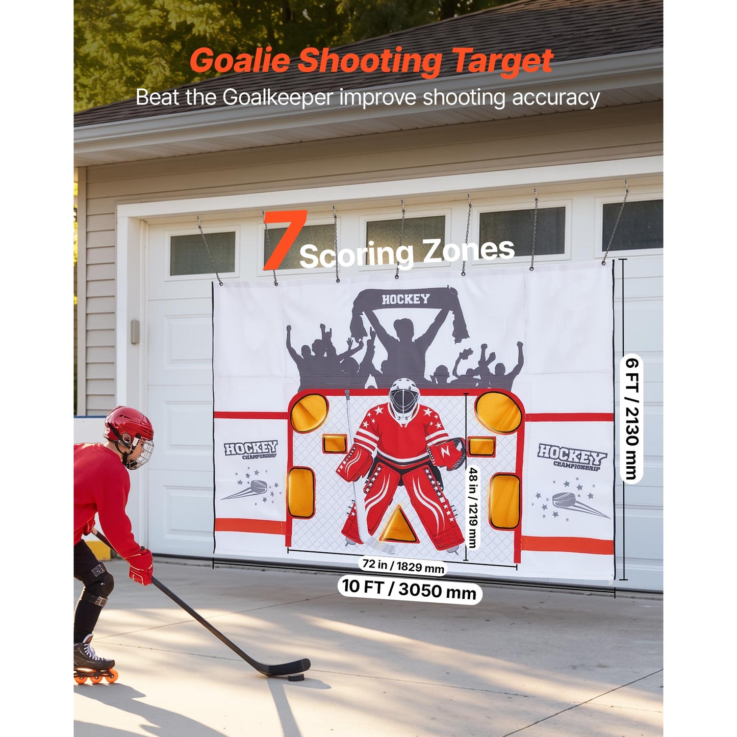 Hockey Shooting Practice Net - Ice Hockey Goal Target with 7 Holes, Easy Setup, Tear-proof Training Equipment