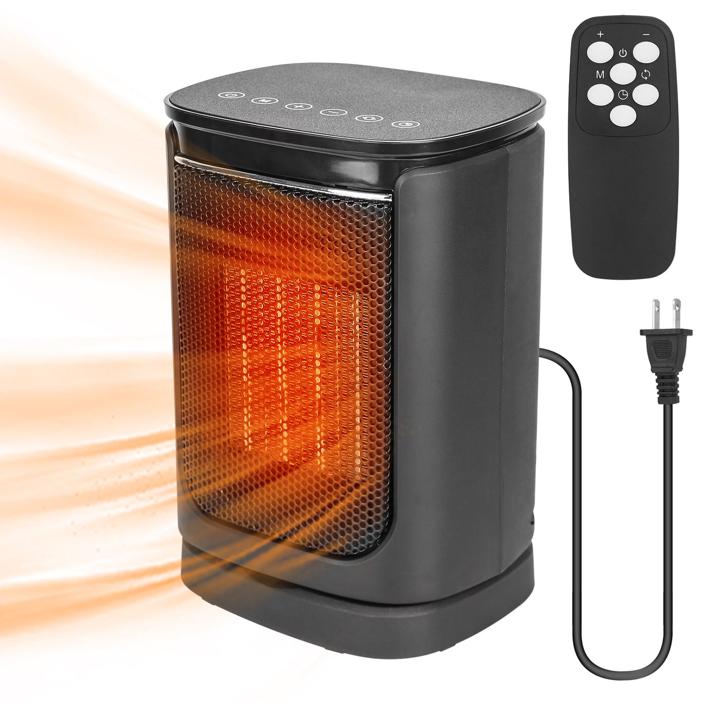 1500W Oscillating Ceramic Space Heater with Remote - Indoor Home & Office Heating