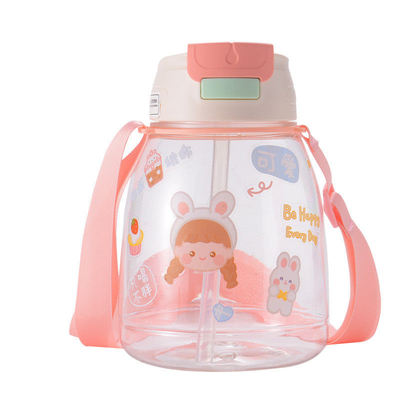 Children's Leak-Proof Plastic Water Cup with Straw - Double & Single Styles