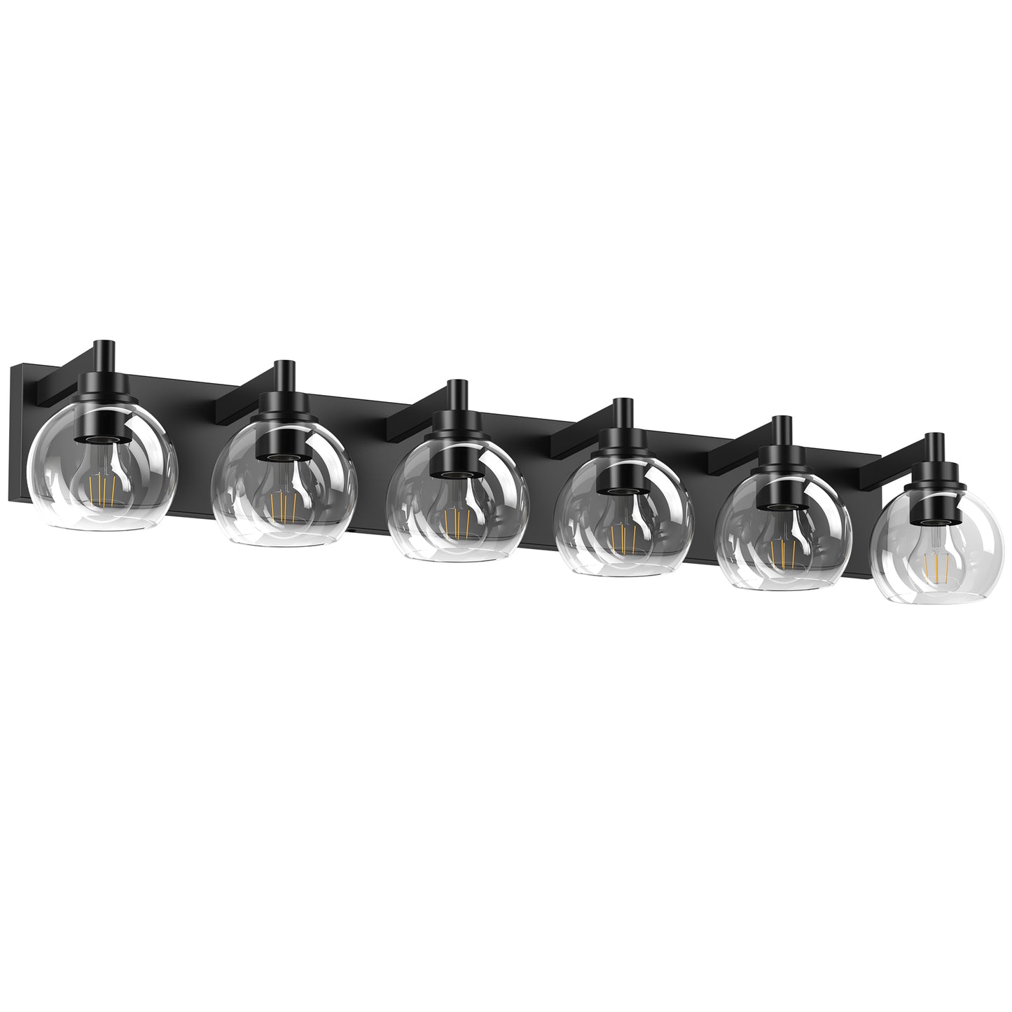 6-Light Bathroom Vanity Light Fixture - Rustic Black Glass Shade