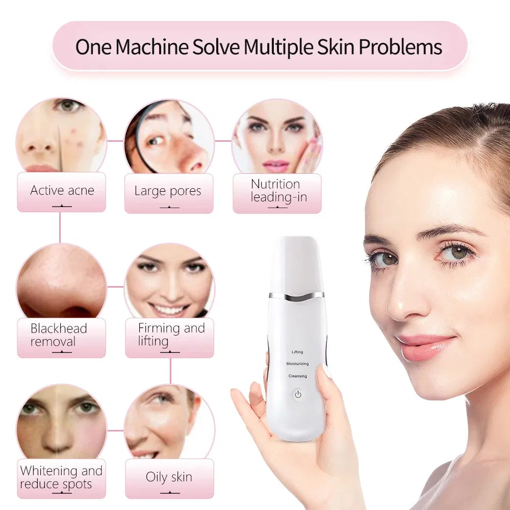 3-in-1 Ultrasonic Facial Spatula - Electric Skin Scrubber for Deep Cleansing